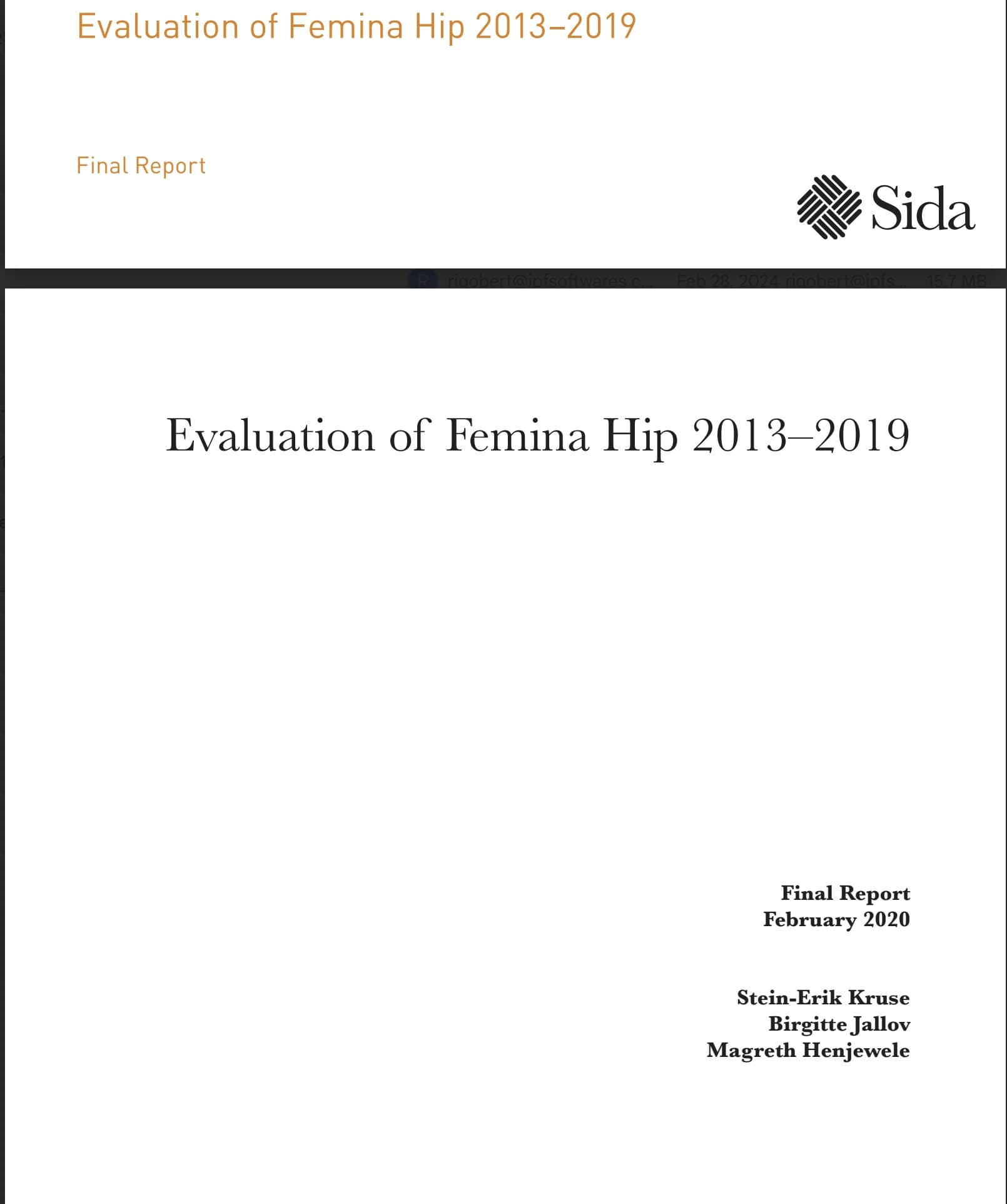 SIDA Femina Evaluation 2013-2019